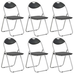 VidaXL Składane krzesła jadalniane, 6 szt., czarne, sztuczna skóra