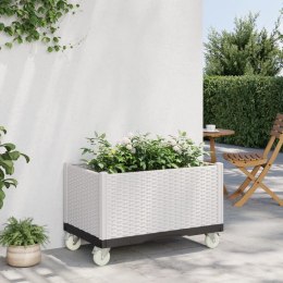 VidaXL Donica ogrodowa na kółkach, biała, 80x50x54 cm, PP