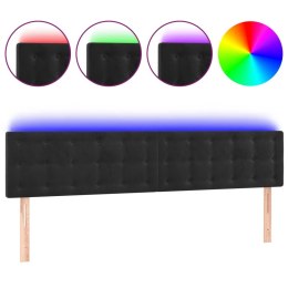 VidaXL Zagłówek do łóżka z LED, czarny, 160x5x78/88 cm, aksamit