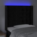 VidaXL Zagłówek do łóżka z LED, czarny, 83x16x118/128 cm, aksamit