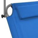 VidaXL Składany leżak z zadaszeniem i kółkami, stal, niebieski