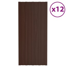 VidaXL Panele dachowe, 12 szt., stal galwanizowana, brązowe, 100x45 cm