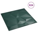 VidaXL Panele ścienne, 24 szt., zielone, 50x50 cm, XPS, 6 m², diament
