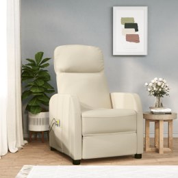VidaXL Elektryczny fotel masujący, kremowy, obity sztuczną skórą