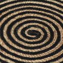 VidaXL Dywanik ręcznie wykonany z juty, spiralny wzór, czarny, 90 cm