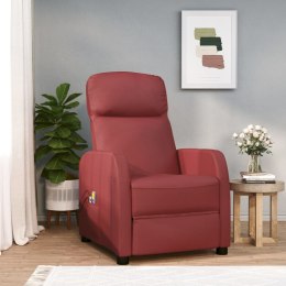 VidaXL Elektryczny fotel masujący, czerwone wino, sztuczna skóra