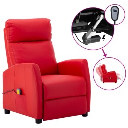 VidaXL Elektryczny fotel masujący, czerwony, sztuczna skóra