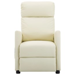 VidaXL Elektryczny fotel masujący, kremowy, sztuczna skóra