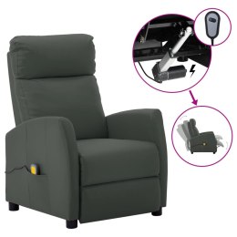 VidaXL Elektryczny fotel masujący, szary, sztuczna skóra