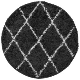 VidaXL Dywan shaggy z wysokim runem, czarno-kremowy, Ø 100 cm