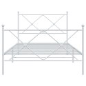 VidaXL Metalowa rama łóżka z wezgłowiem i zanóżkiem, biała, 107x203 cm
