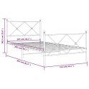 VidaXL Metalowa rama łóżka z wezgłowiem i zanóżkiem, biała, 107x203 cm