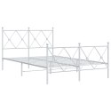 VidaXL Metalowa rama łóżka z wezgłowiem i zanóżkiem, biała, 120x200 cm