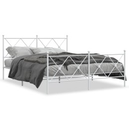 VidaXL Metalowa rama łóżka z wezgłowiem i zanóżkiem, biała, 150x200 cm