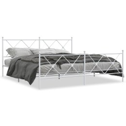 VidaXL Metalowa rama łóżka z wezgłowiem i zanóżkiem, biała, 180x200 cm