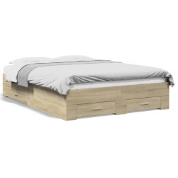 VidaXL Rama łóżka z szufladami, dąb sonoma, 120x190 cm