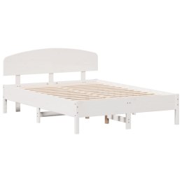 VidaXL Rama łóżka z wezgłowiem, biała, 120x190 cm, lite drewno sosnowe
