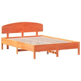VidaXL Rama łóżka z wezgłowiem, woskowy brąz, 150x200 cm, sosnowa