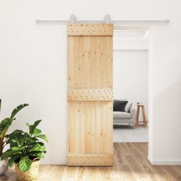 VidaXL Drzwi przesuwne z osprzętem, 70x210 cm, lite drewno sosnowe