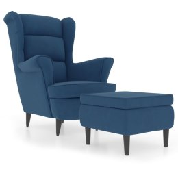 VidaXL Fotel uszak z podnóżkiem, niebieski, tapicerowany aksamitem