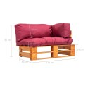 VidaXL Sofa ogrodowa z palet z czerwonymi poduszkami, sosna