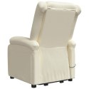 VidaXL Podnoszony fotel masujący, kremowy, obity sztuczną skórą