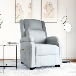 VidaXL Podnoszony fotel masujący, jasnoszary, tkanina