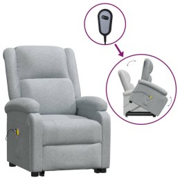 VidaXL Podnoszony fotel masujący, jasnoszary, tkanina