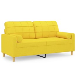 VidaXL 2-osobowa sofa z poduszkami, jasnożółta, 140 cm, tkanina