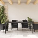 VidaXL Stół ogrodowy ze szklanym blatem, czarny, 190x90x75 cm