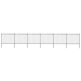 VidaXL Ogrodzenie z prętów z grotami, stalowe, 10,2 x 1,5 m, czarne