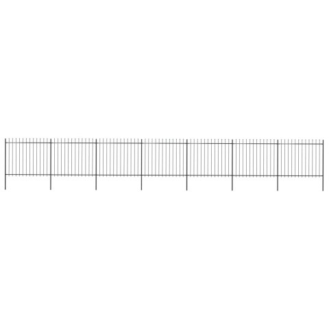 VidaXL Ogrodzenie z prętów z grotami, stalowe, 11,9 x 1,5 m, czarne