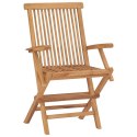 VidaXL Krzesła ogrodowe z czerwonymi poduszkami, 2 szt., drewno tekowe
