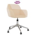 VidaXL Obrotowe krzesło biurowe, kremowe, tapicerowane tkaniną