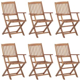 VidaXL Składane krzesła ogrodowe 6 szt., z poduszkami, drewno akacjowe