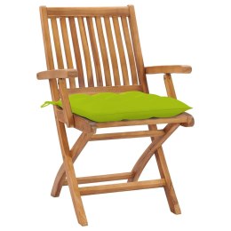 VidaXL Składane krzesła ogrodowe z poduszkami, 4 szt., drewno tekowe