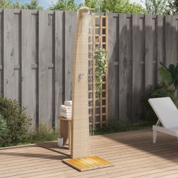 VidaXL Prysznic ogrodowy, beżowy, 55x60x224 cm, polirattan i akacja