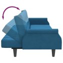 VidaXL 2-os. kanapa rozkładana z poduszkami i podnóżkiem, niebieska