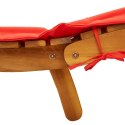 VidaXL Leżak z poduszką, czerwony, lite drewno akacjowe