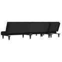 VidaXL Sofa rozkładana w kształcie L, czarna, 255x140x70 cm, aksamit