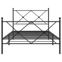 VidaXL Metalowa rama łóżka z wezgłowiem i zanóżkiem, czarna, 100x190cm
