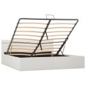 VidaXL Rama łóżka z podnośnikiem i LED, biała, ekoskóra, 180 x 200 cm