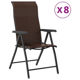 VidaXL Składane krzesła ogrodowe, 8 szt., brązowe, polirattan