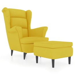 VidaXL Fotel uszak z podnóżkiem, żółty, tapicerowany aksamitem