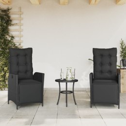 VidaXL Rozkładane fotele ogrodowe z podnóżkiem, 2 szt., czarne
