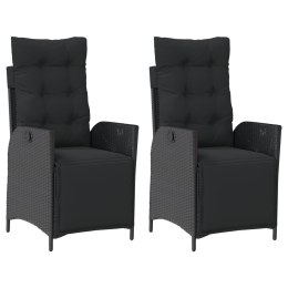 VidaXL Rozkładane fotele ogrodowe z podnóżkiem, 2 szt., czarne