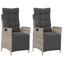 VidaXL Rozkładane fotele ogrodowe z podnóżkiem, 2 szt., jasnoszare