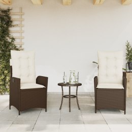 VidaXL Rozkładane fotele ogrodowe, 2 szt, poduszki, brązowy rattan PE