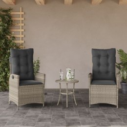 VidaXL Rozkładane fotele ogrodowe, 2 szt., poduszki, jasnoszare
