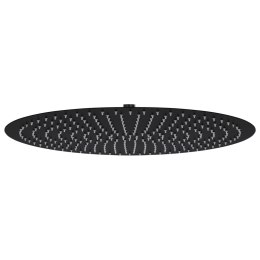 VidaXL Słuchawka prysznicowa ze stali, 50 cm, okrągła, czarna